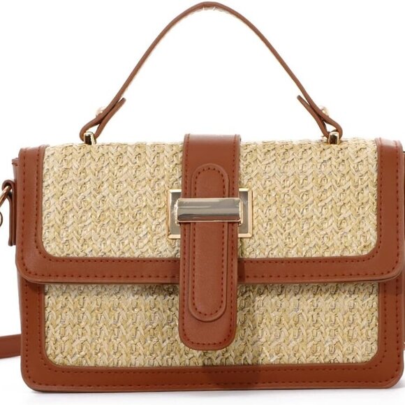 Handbags - Straw Crossbody Bag Women Raffia Woven Summer Beach Handbag Shoulder Clutch